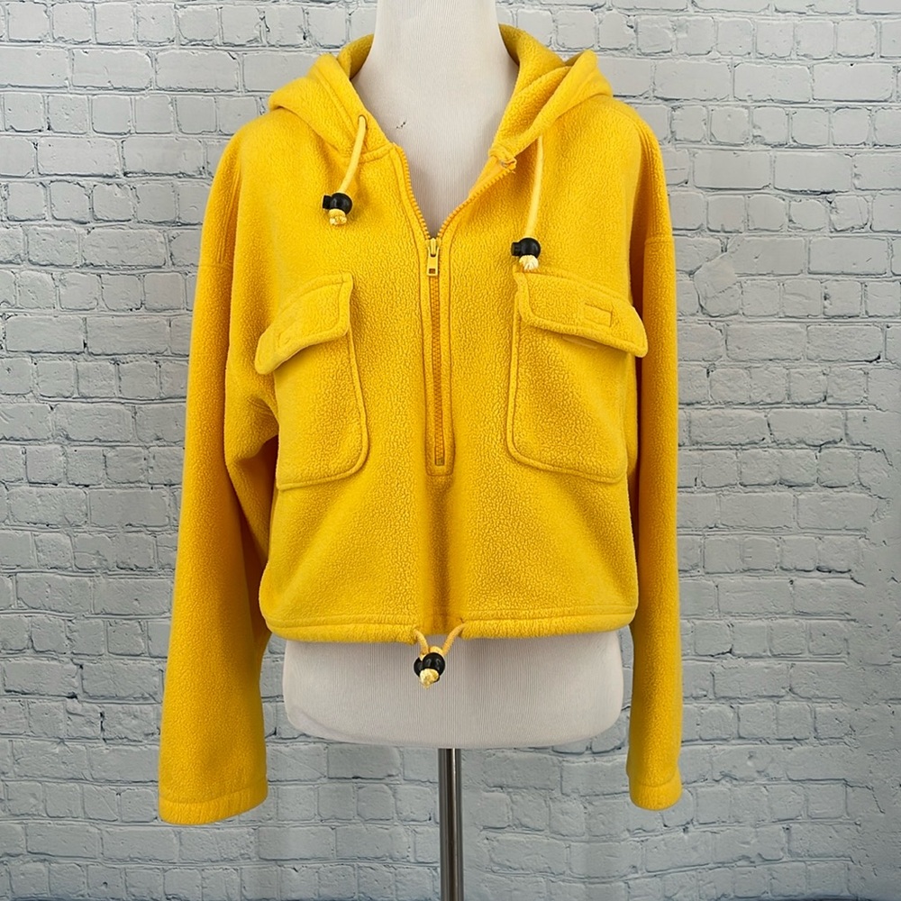VS Victorias Secret cropped terry cloth pullover bright vibrant yellow vintage